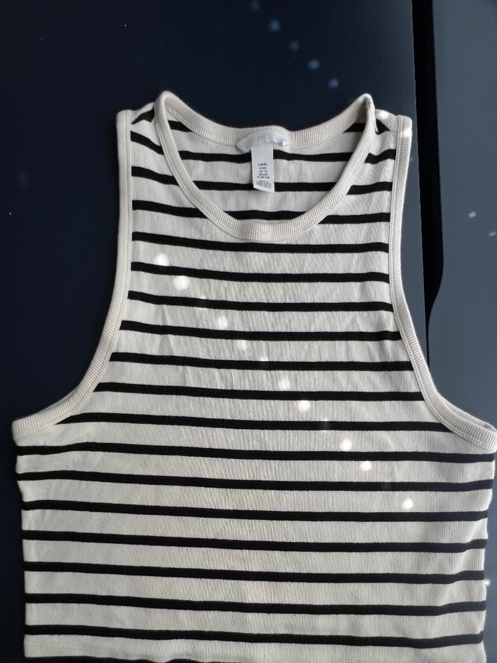 H&M Ribbed Striped Racerback Tank – Black/White – XXL